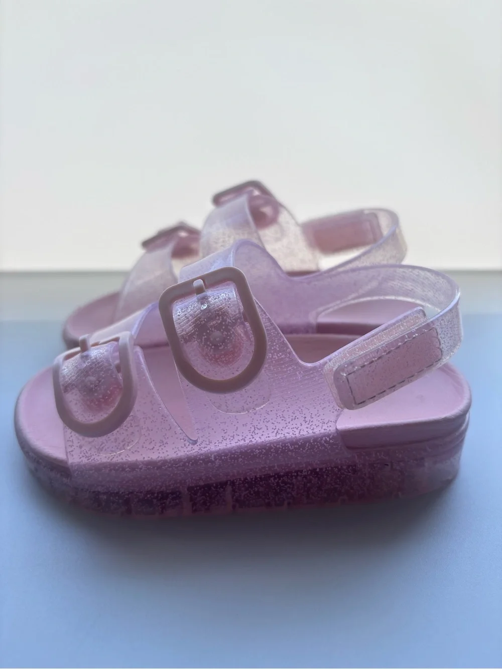 Kids Pink Glitter Jelly Sandals